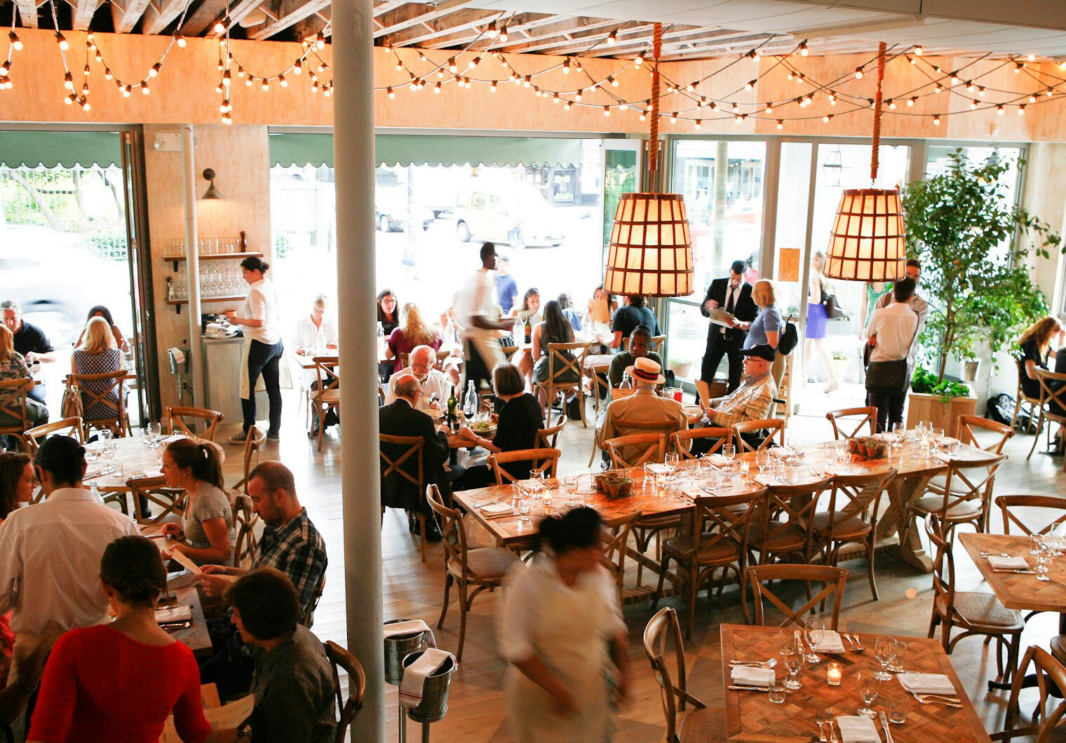 The lively Rosemary's dining room during meal service.